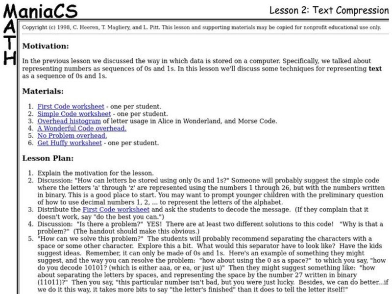 Text Compression Lesson Plan