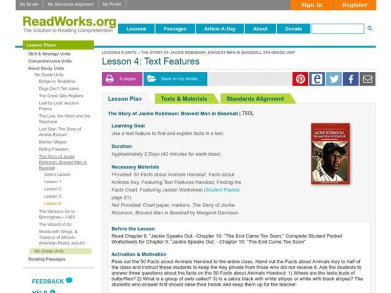 Text Features Lesson Plan