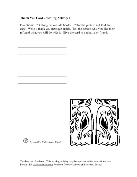 Thank You Card Worksheet