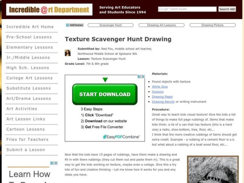 Texture Scavenger Hunt Lesson Plan