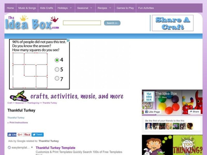 Thankful Turkey Activity