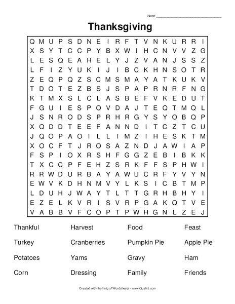 Thanksgiving Worksheet