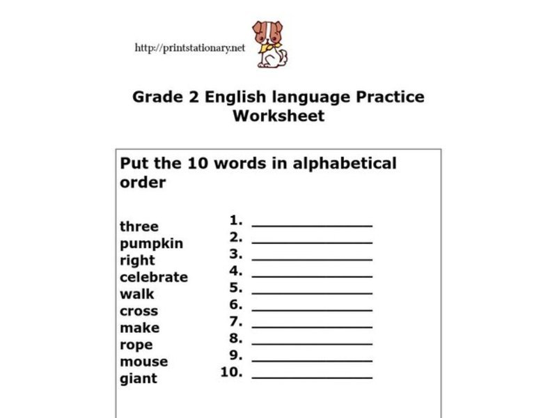 Alphabetical Order Worksheet