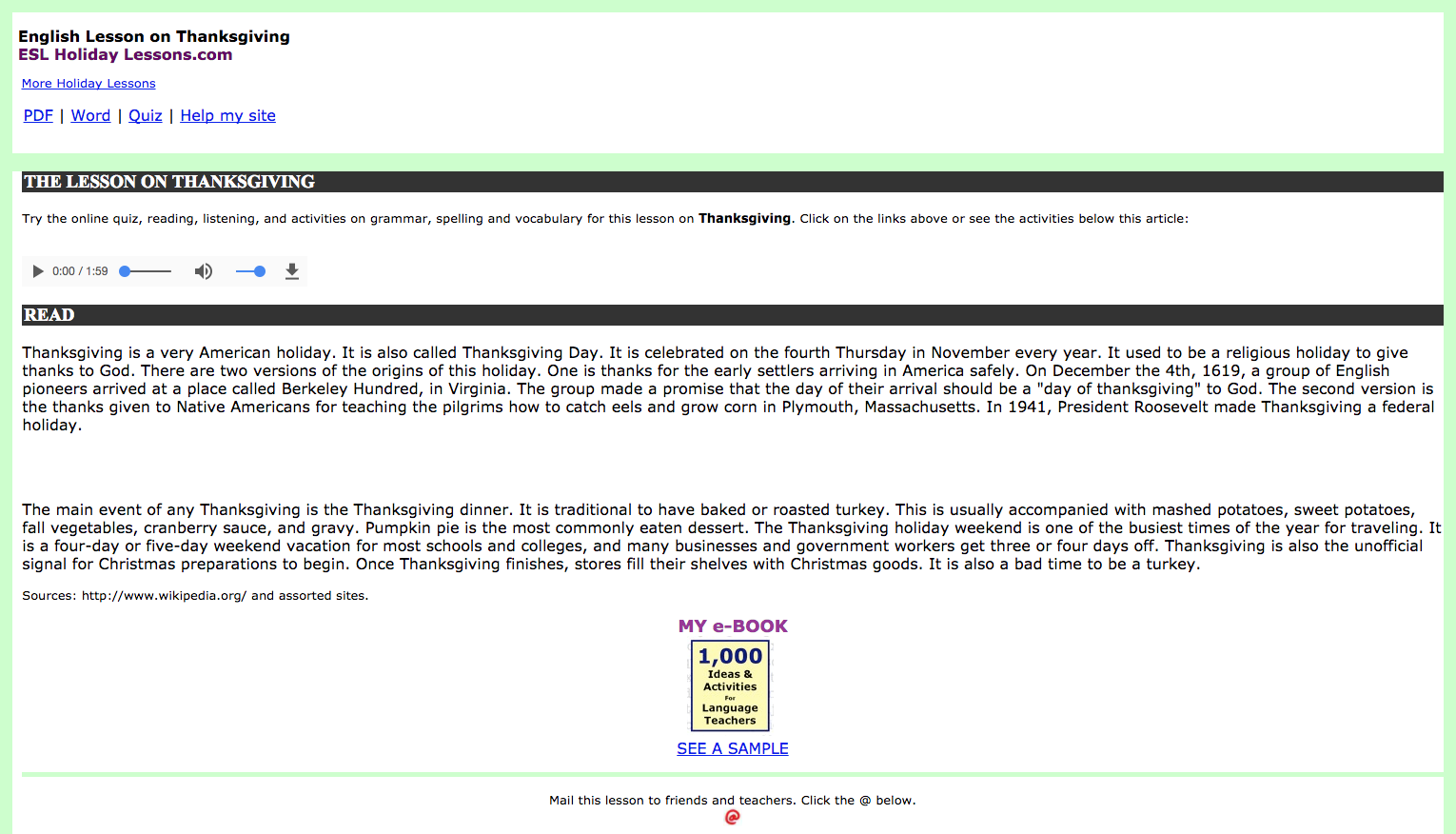 Thanksgiving Worksheet