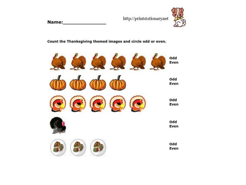 Thanksgiving Counting Worksheet