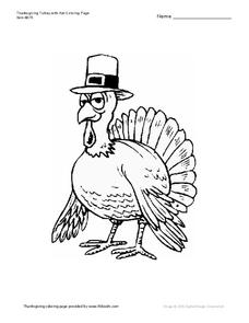 Thanksgiving Coloring Page Worksheet
