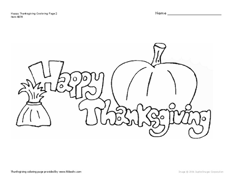 Thanksgiving Coloring Page Worksheet