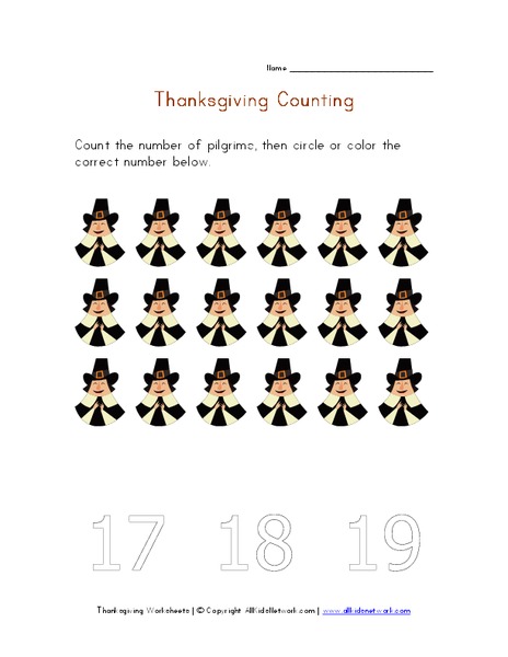 Thanksgiving counting Worksheet