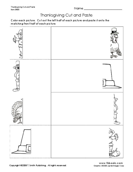 Thanksgiving Cut and Paste Worksheet