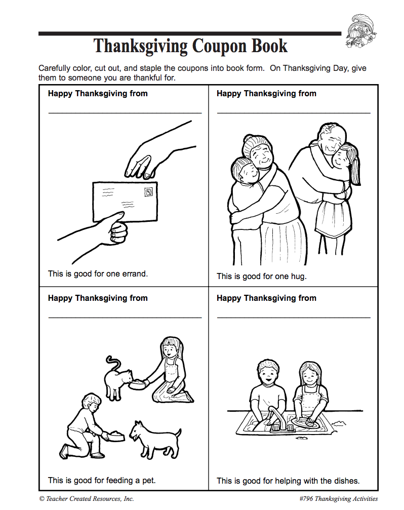 Thanksgiving Coupon Book Lesson Plan