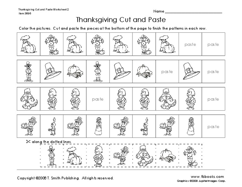 Thanksgiving Cut and Paste Worksheet
