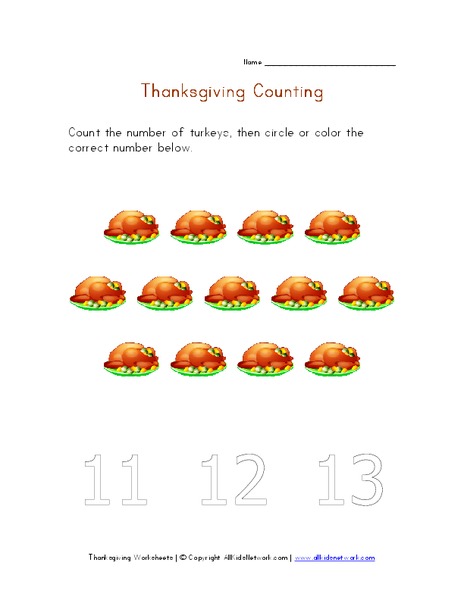 Thanksgiving Counting Worksheet