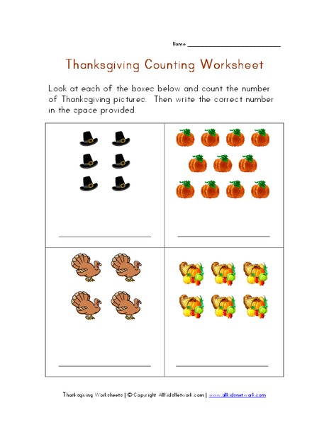 Thanksgiving Counting Worksheet Worksheet