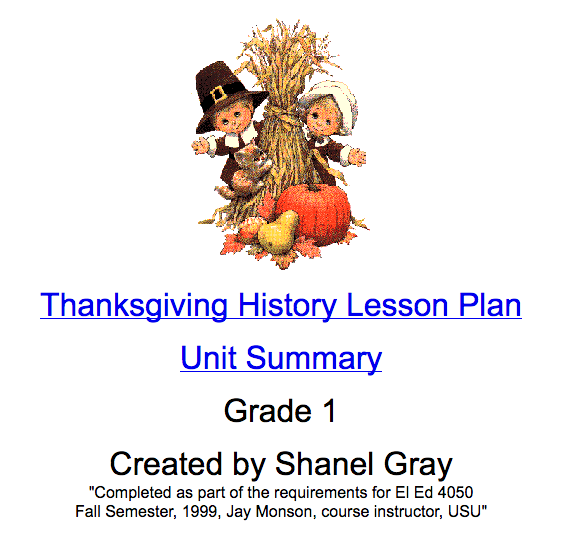 Thanksgiving History Lesson Plan