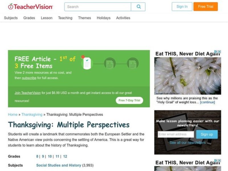 Thanksgiving: Multiple Perspectives Lesson Plan