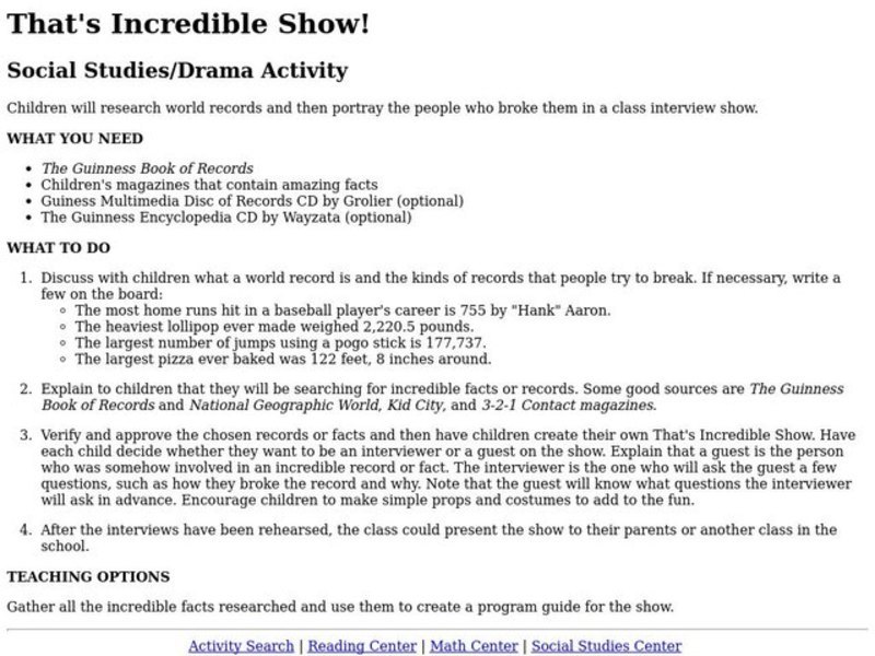 That's Incredible Show! Activity