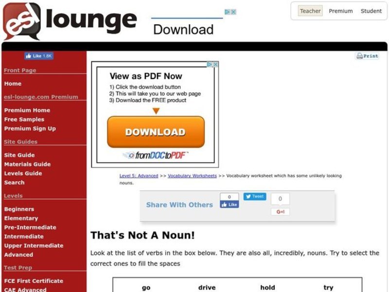 That's Not a Noun! Worksheet