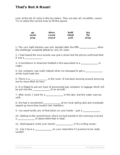 That's Not a Noun! Worksheet