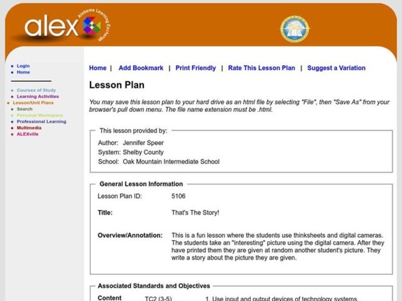 That's The Story! Lesson Plan