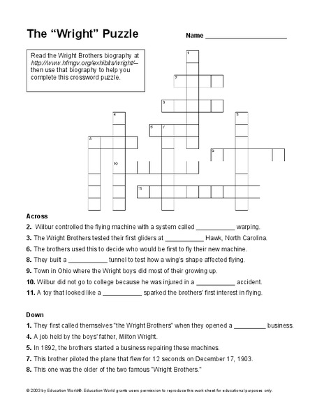 The "Wright" Puzzle Worksheet