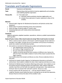 Translate and Evaluate Lesson Plan