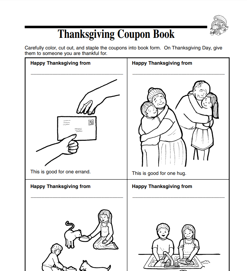Thanksgiving Coupon Book Lesson Plan