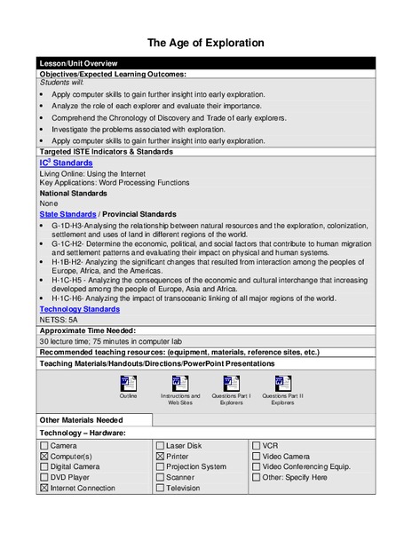 The Age of Exploration Lesson Plan
