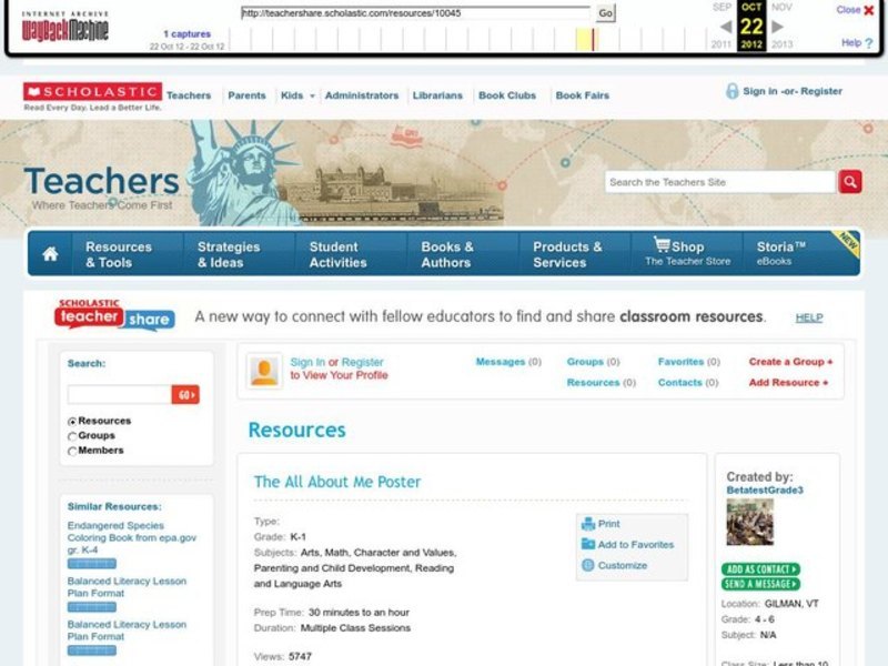 The All About Me Poster Lesson Plan