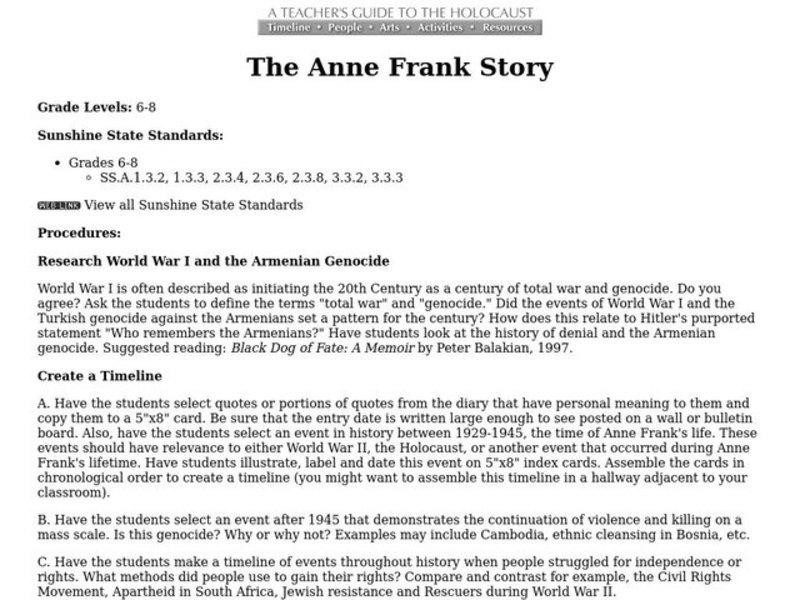 The Anne Frank Story Lesson Plan