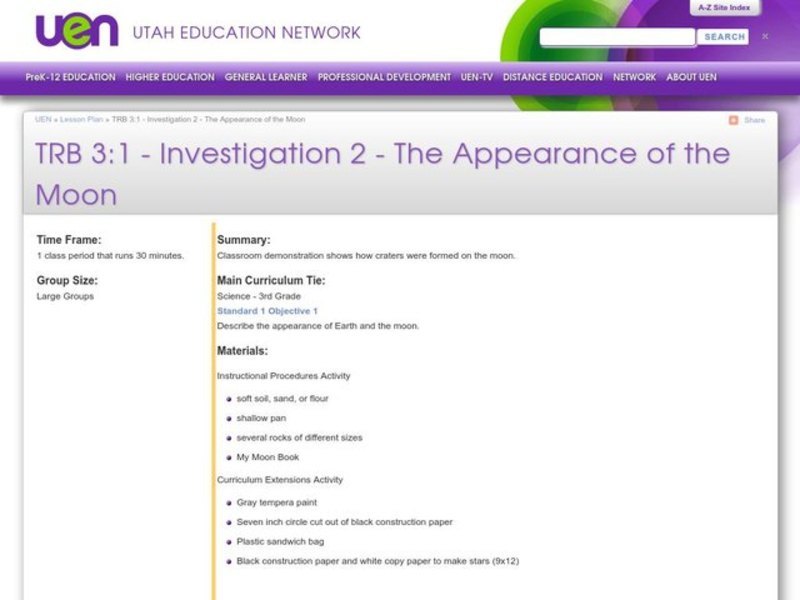 The Appearance of the Moon Lesson Plan