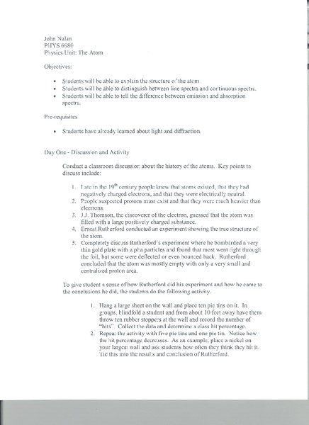 The Atom Lesson Plan