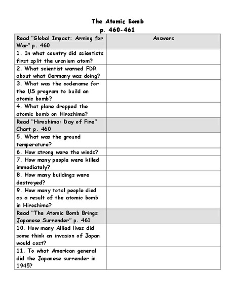 The Atomic Bomb Lesson Plan