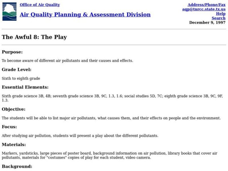The Awful 8: The Play Lesson Plan