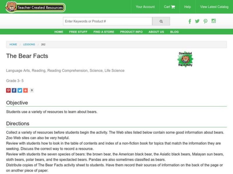 The Bear Facts Lesson Plan