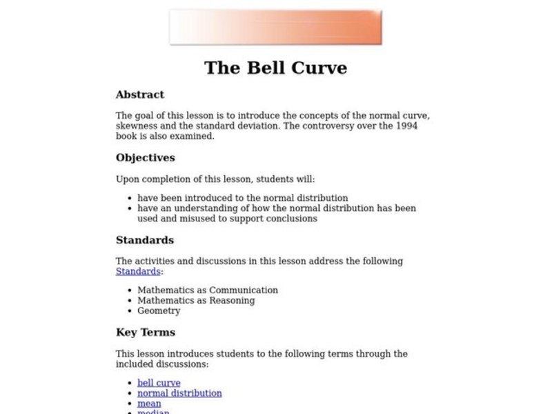 The Bell Curve Lesson Plan