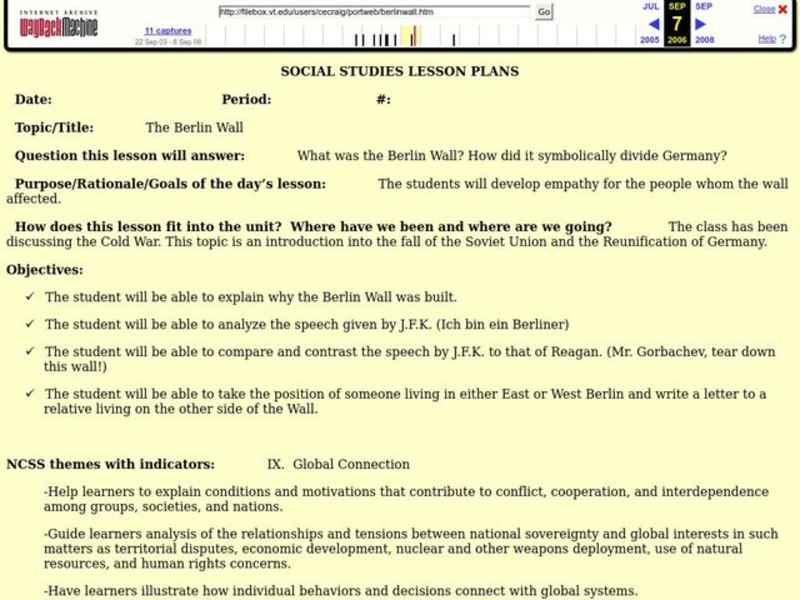 The Berlin Wall Lesson Plan