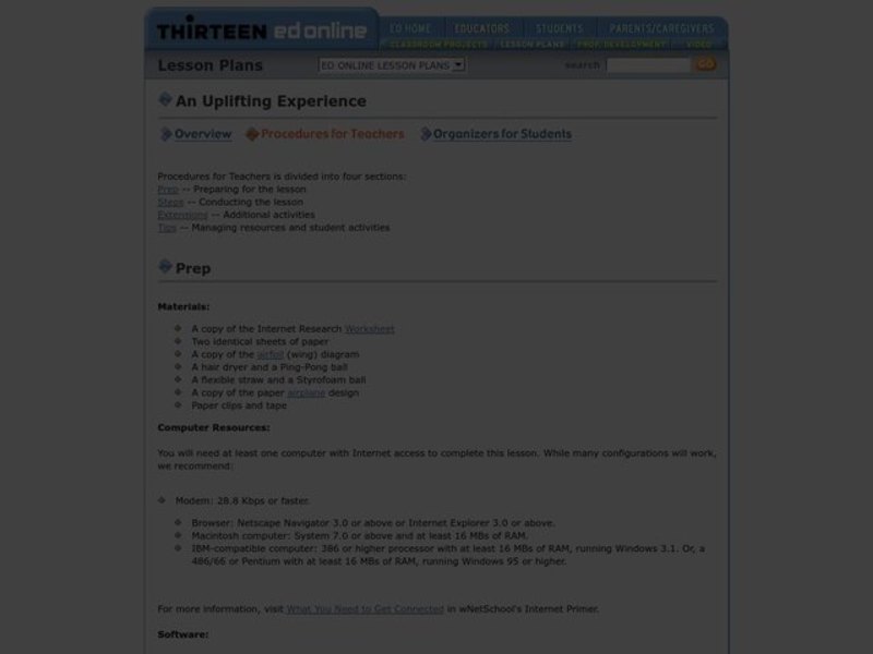 An Uplifting Experience Lesson Plan