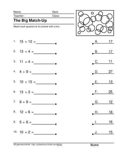 The Big Match-Up Worksheet