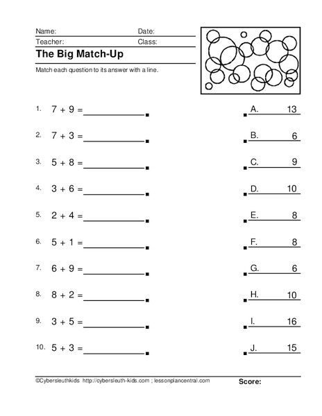 The Big Match-Up Worksheet