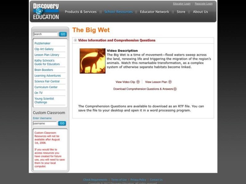 The Big Wet Lesson Plan