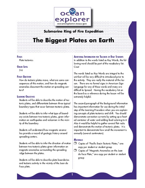 the biggest Plates on Earth Lesson Plan