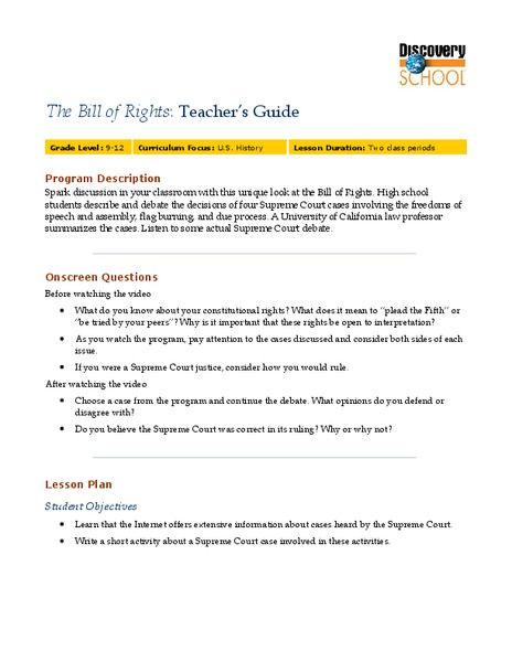 The Bill of Rights Lesson Plan