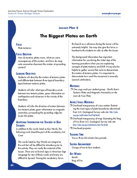 The Biggest Plates on Earth Lesson Plan