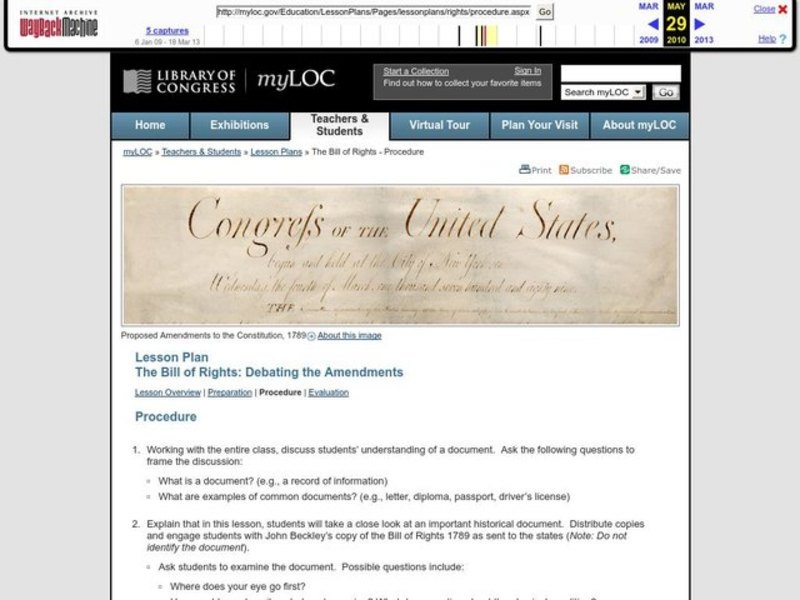 The Bill of Rights: Debating the Amendments Lesson Plan