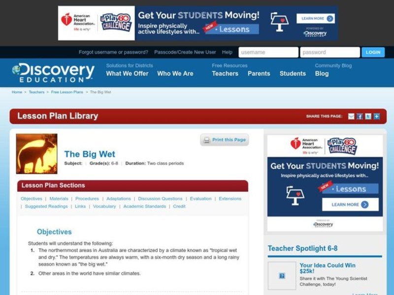 The Big Wet Lesson Plan