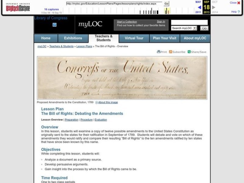 The Bill of Rights: Debating the Amendments Lesson Plan