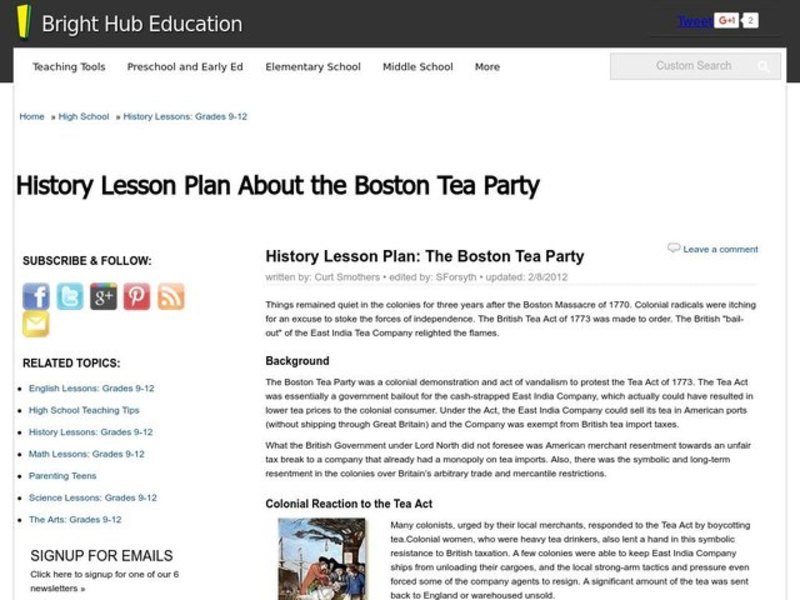 The Boston Tea Party Lesson Plan