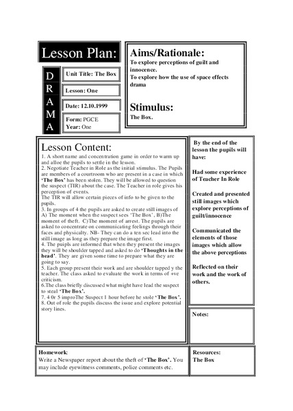 The Box Lesson Plan
