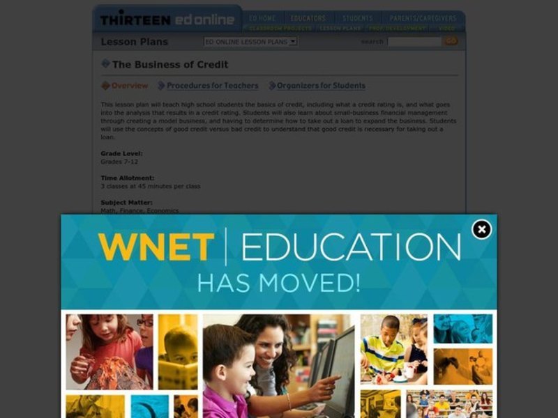 The Business of Credit Lesson Plan