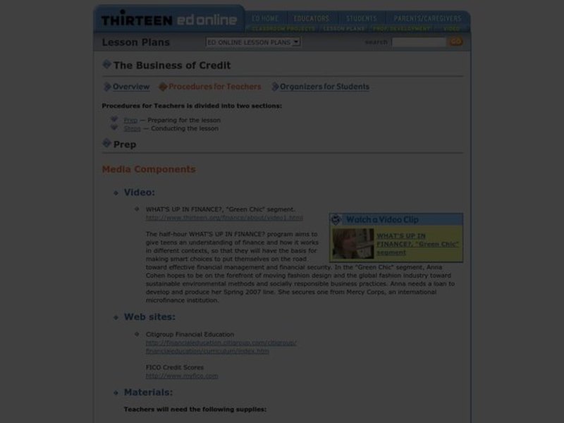 The Business of Credit Lesson Plan